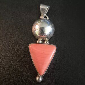 Sterling Silver & Pink Coral Gemstone Pendant